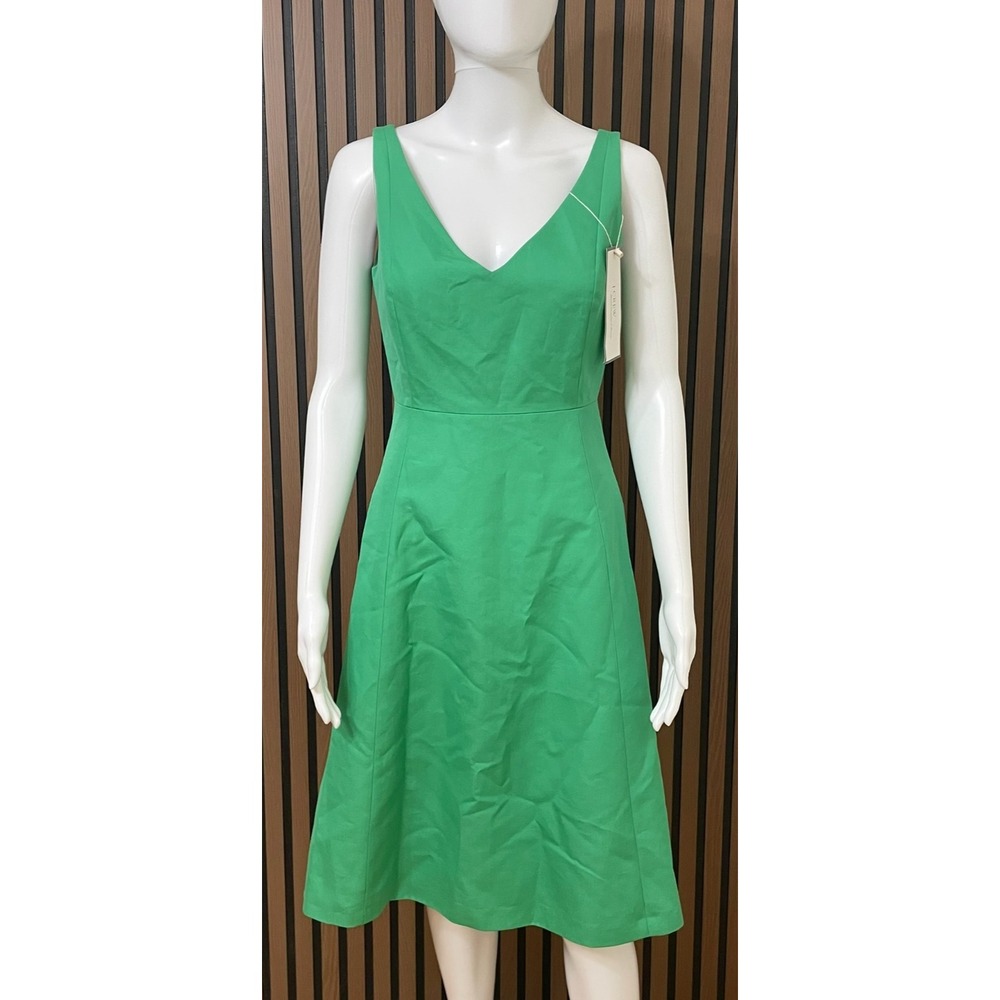 J. Crew Women's 2 Green Dress Cotton Fit & Flare Lined Classic Travel Cocktail‎